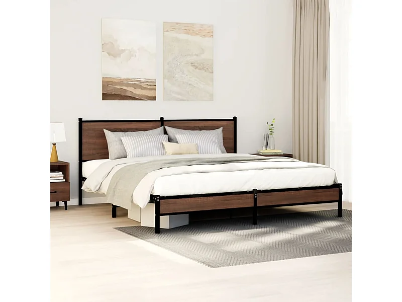 Struttura letto in metallo senza materasso rovere marrone 160x200 cm