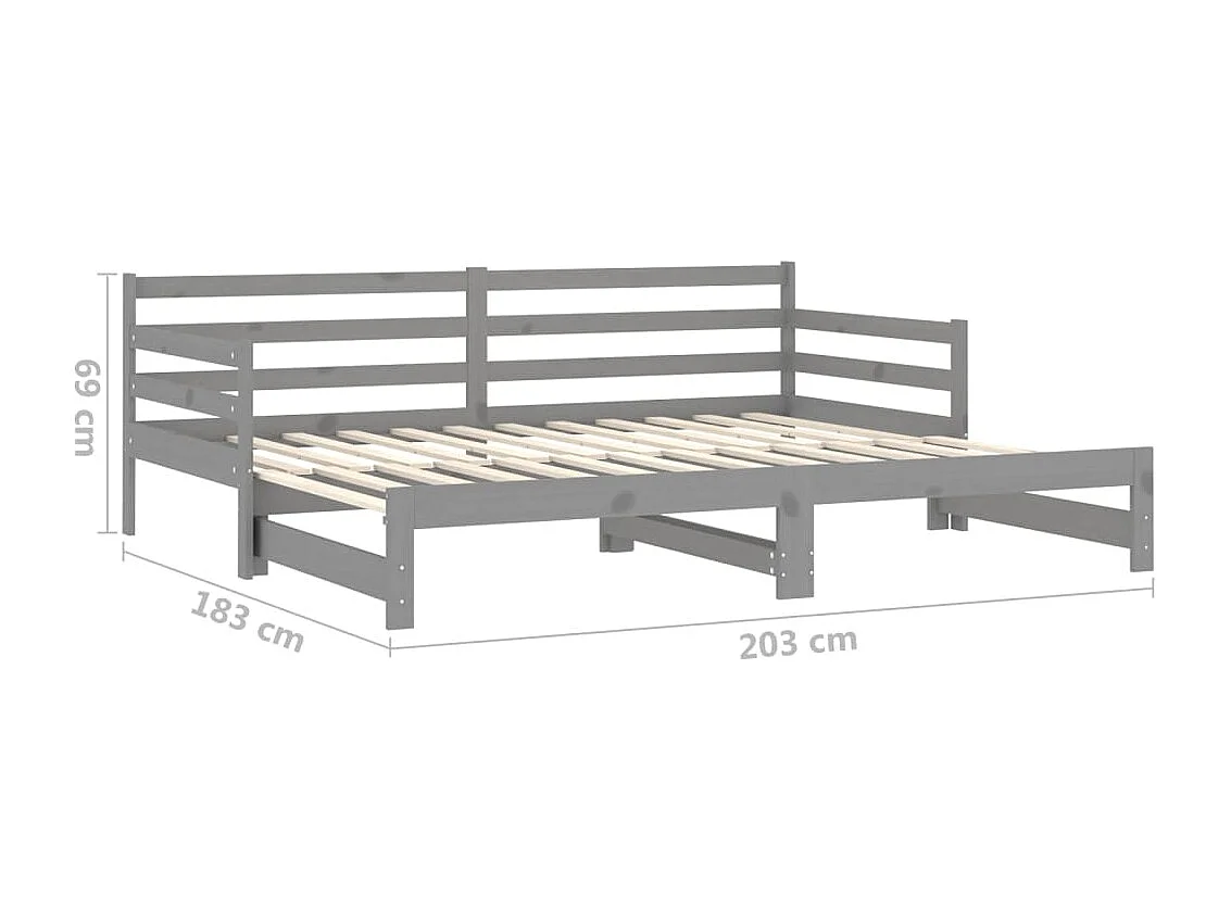 Letto scorrevole senza materasso grigio 2x(90x200) cm