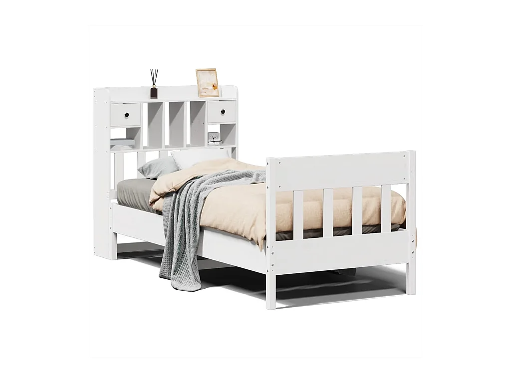 Cadre de lit sans matelas blanc 90x190 cm bois de pin massif