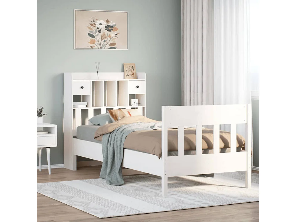 Bedframe zonder matras wit 90x190 cm massief grenenhout