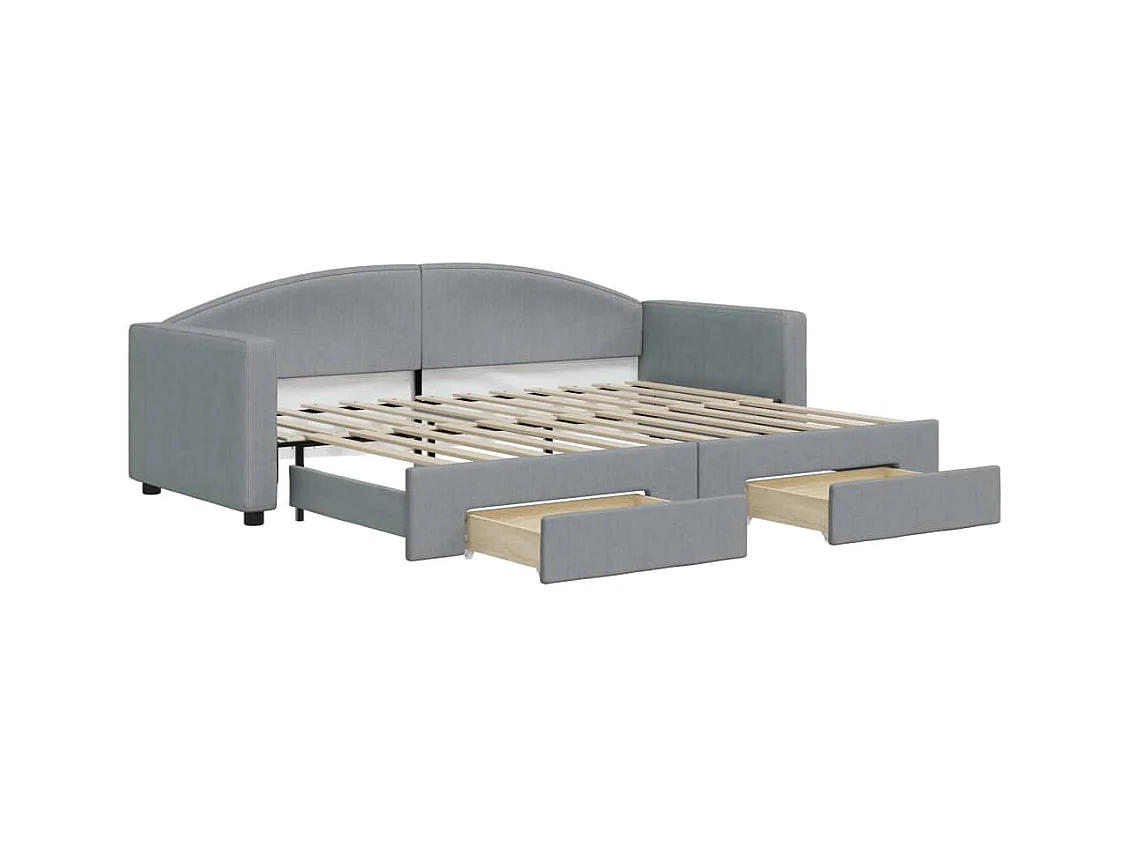 Lit de jour avec gigogne et tiroirs sans matelas 80x200 cm