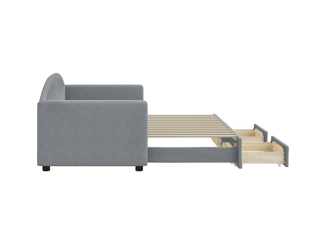 Lit de jour avec gigogne et tiroirs sans matelas 80x200 cm