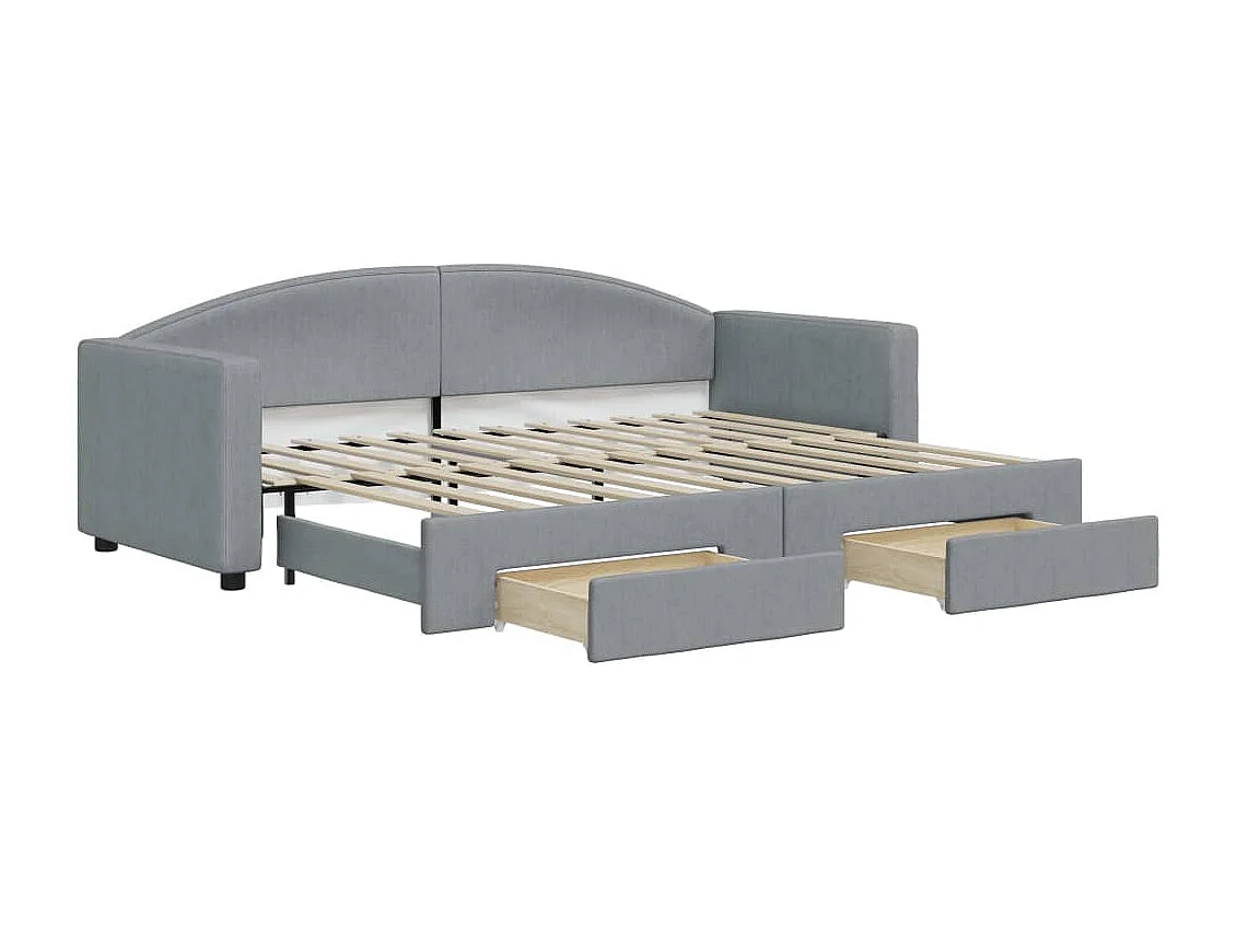 Lit de jour avec gigogne et tiroirs sans matelas 80x200 cm