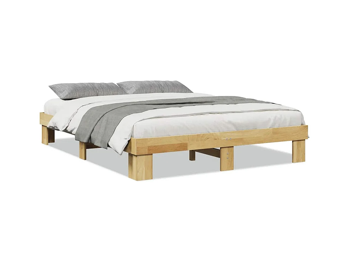 Cadre de lit sans matelas 140x190 cm bois massif de chêne