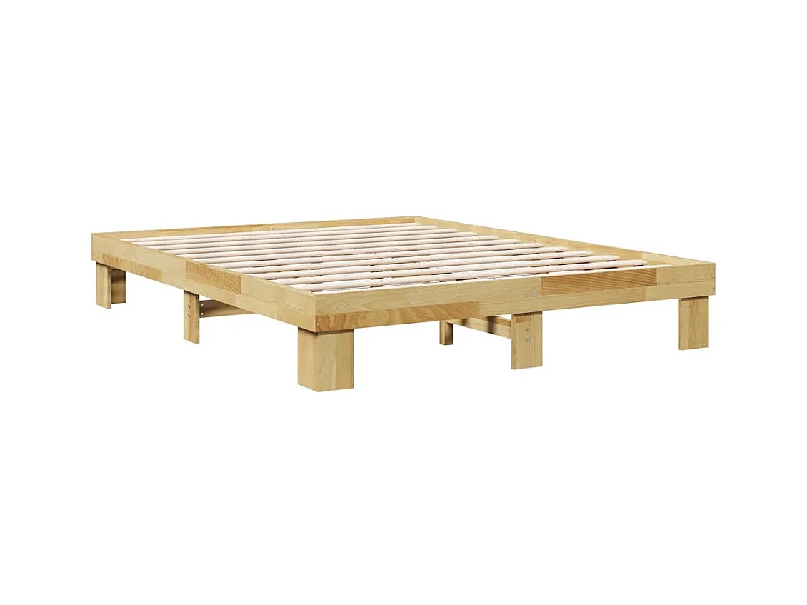 Cadre de lit sans matelas 140x190 cm bois massif de chêne