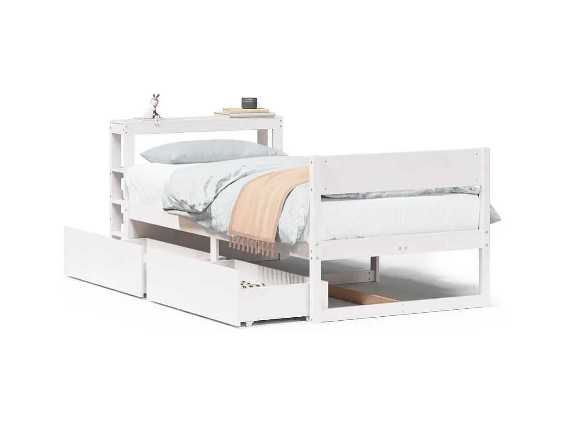 Struttura letto senza materasso bianco 90x190 cm in legno massello di pino