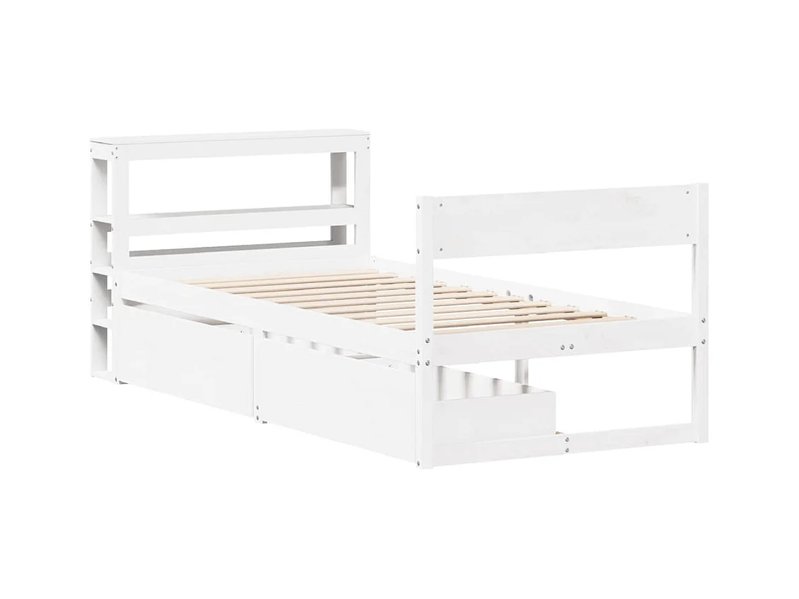 Struttura letto senza materasso bianco 90x190 cm in legno massello di pino