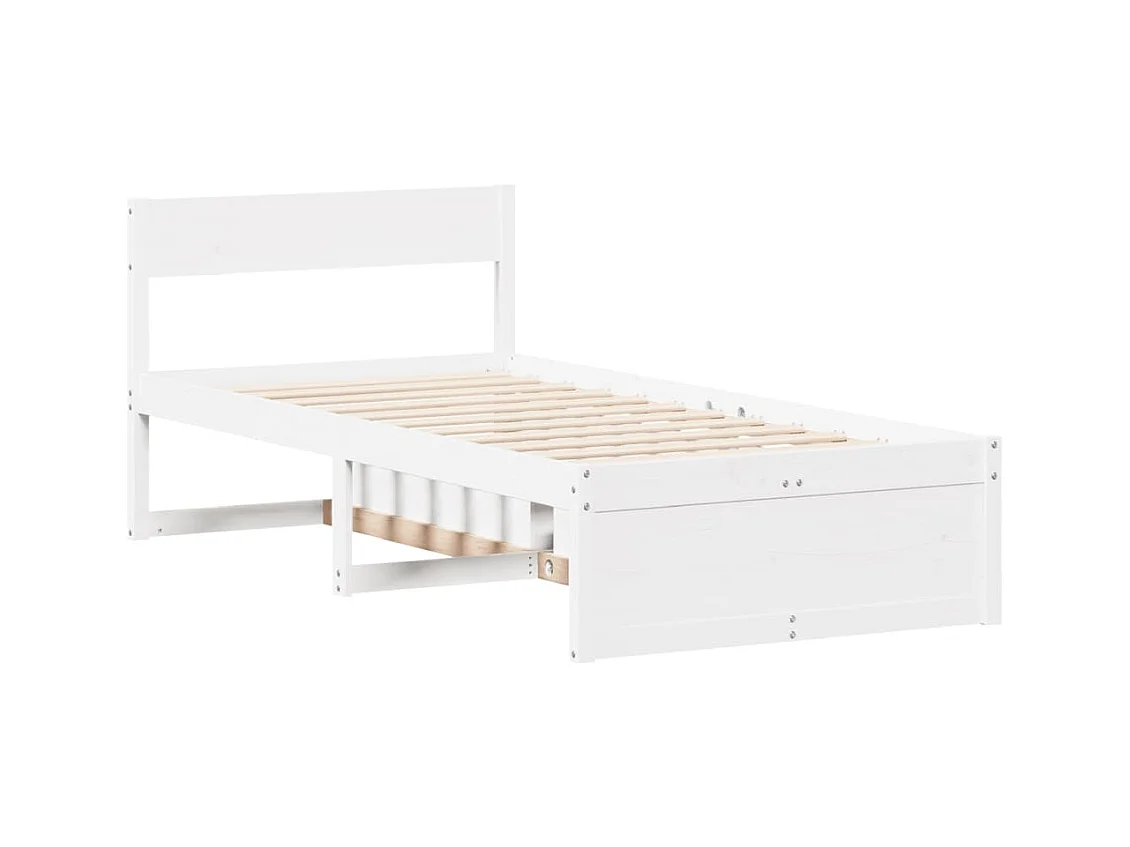 Struttura letto senza materasso bianco 90x190 cm in legno massello di pino