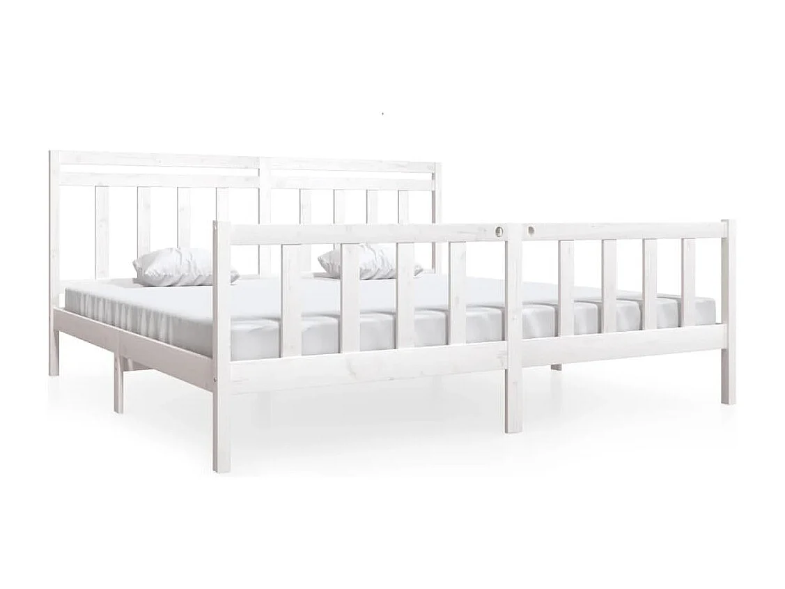 Cadre de lit sans matelas blanc bois massif 200x200 cm