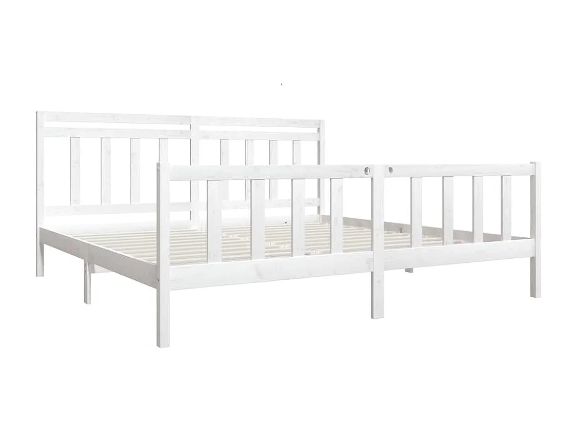 Cadre de lit sans matelas blanc bois massif 200x200 cm