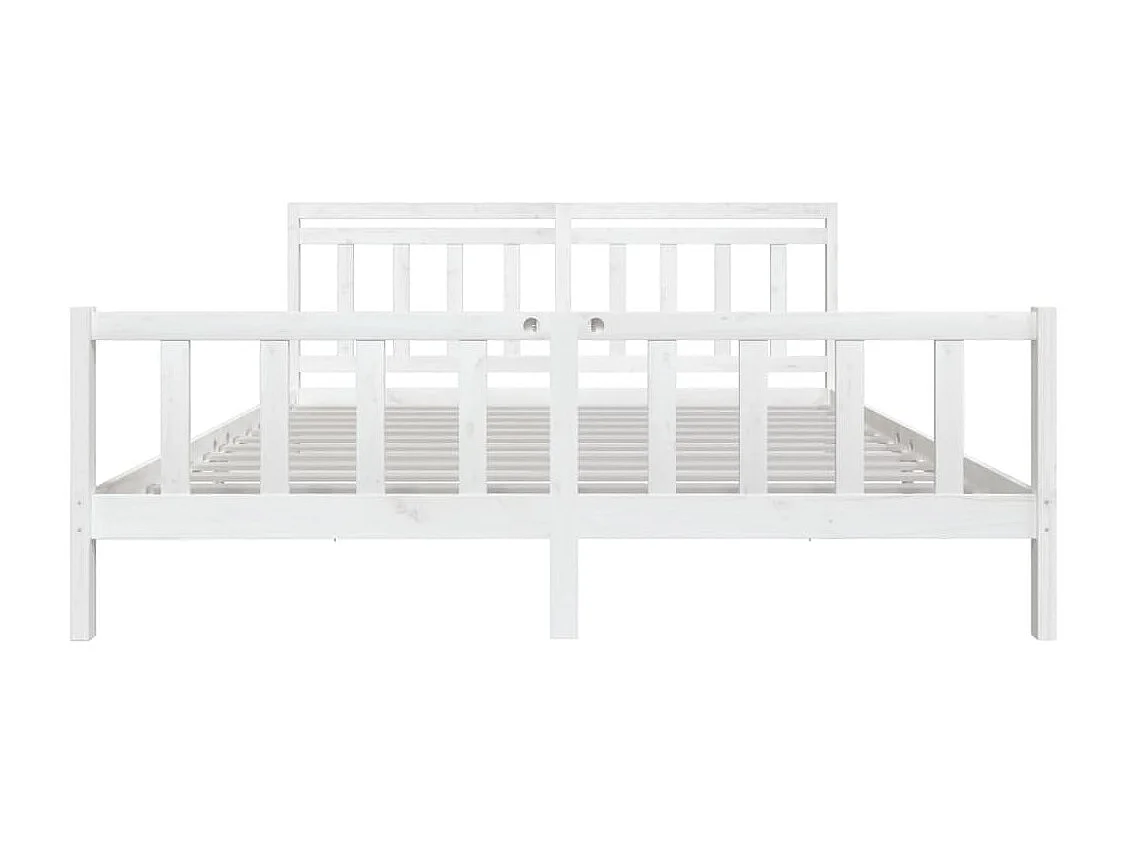 Cadre de lit sans matelas blanc bois massif 200x200 cm