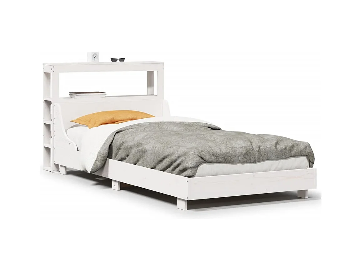 Estructura de cama sin colchón blanca 90x200 cm madera maciza de pino