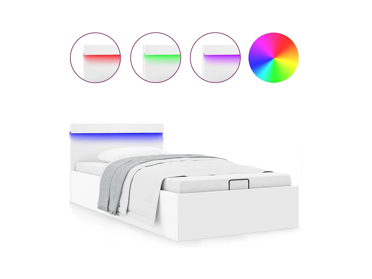 Hydraulisch opbergbedframe zonder matras met LED