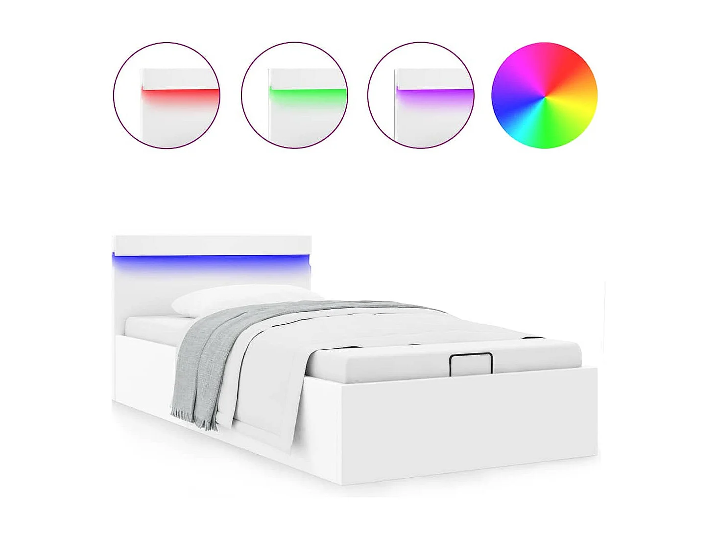 Somier hidráulico con almacenaje sin colchón y LED