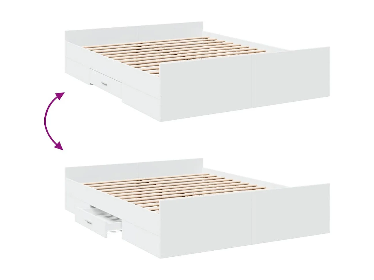 Estructura de cama con cajones sin colchón blanca 150x200 cm