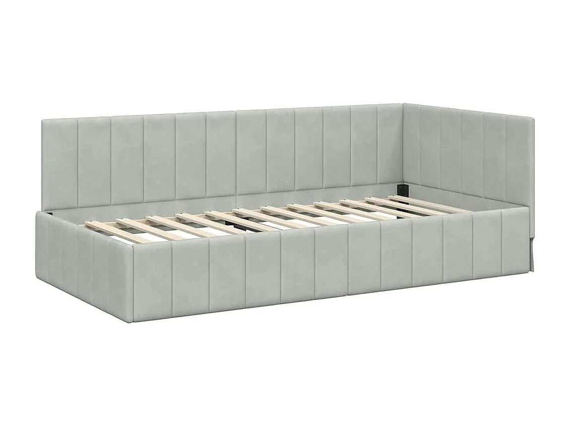 Cadre de lit d'angle Gris clair 90 x 200 cm Velours