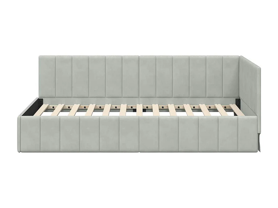 Cadre de lit d'angle Gris clair 90 x 200 cm Velours