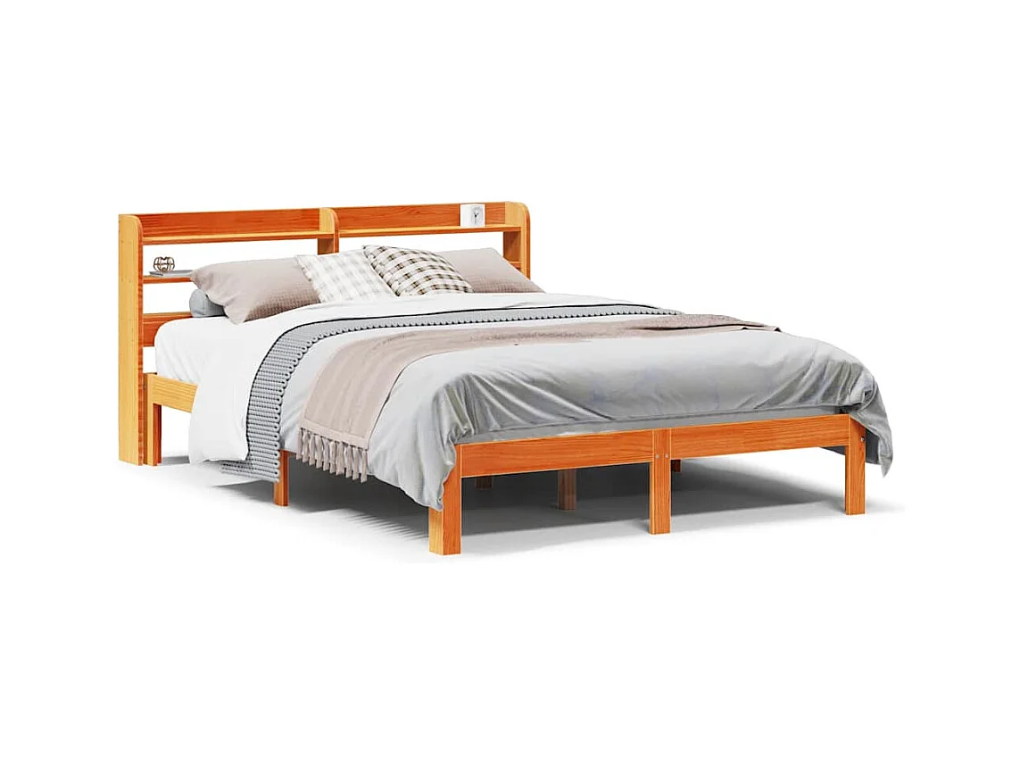 Bedframe zonder matras, bruine was, 140x200cm, massief grenenhout