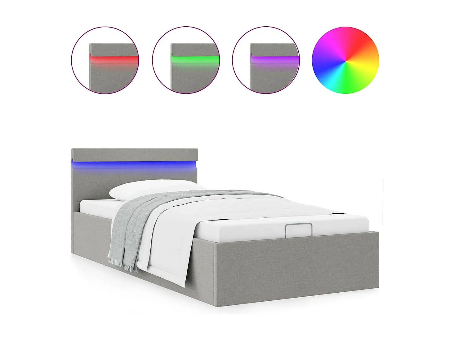 Cadre de lit à rangement hydraulique sans matelas 90x200 cm