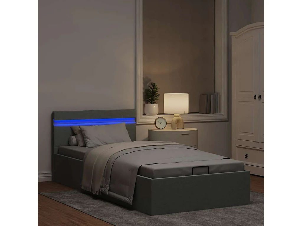 Cadre de lit à rangement hydraulique sans matelas 90x200 cm