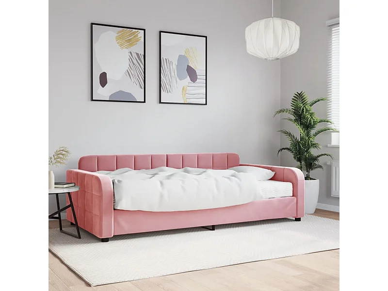 Tagesbett mit rosa Matratze 100x200 cm Samt
