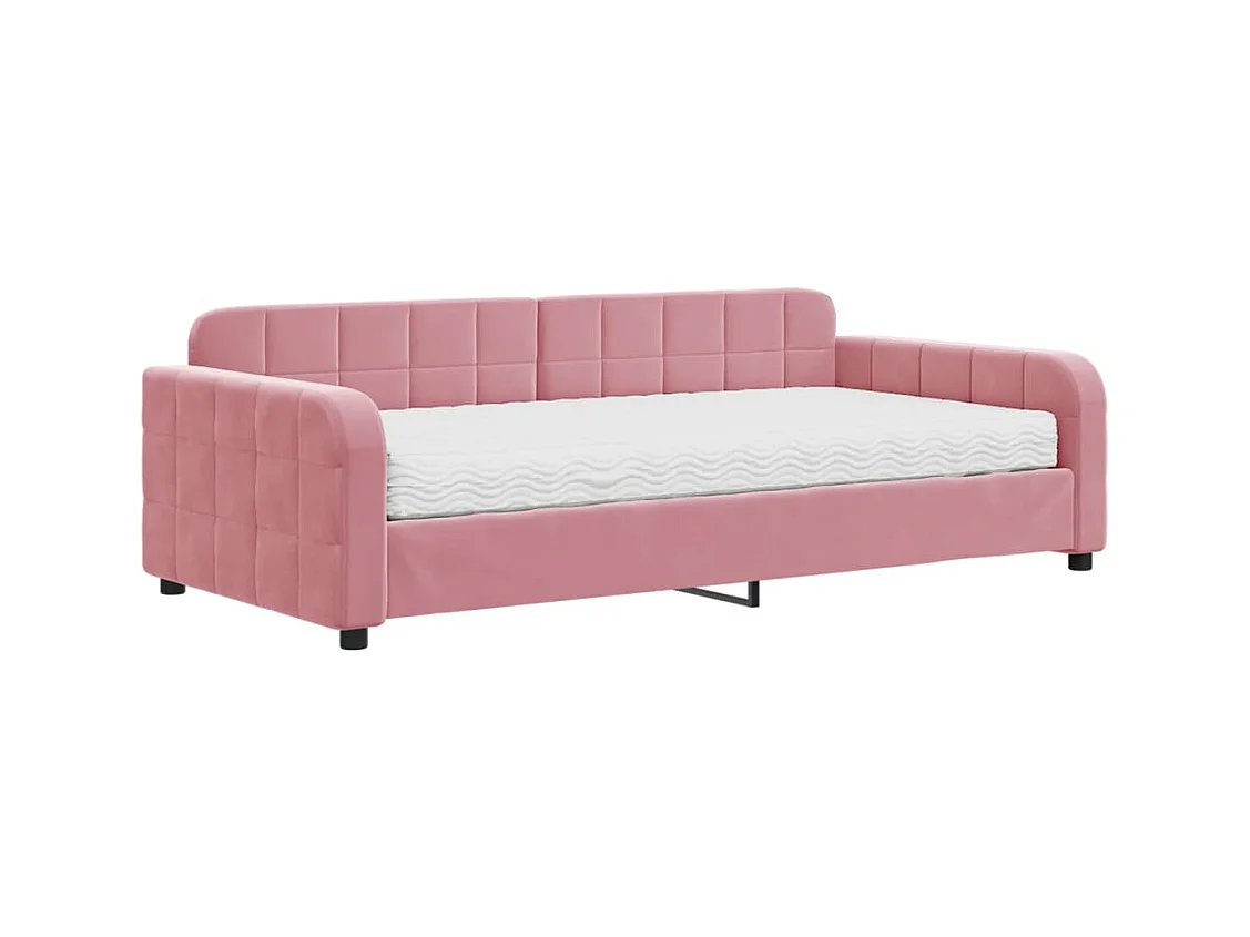 Divano letto con materasso rosa 100x200 cm in velluto