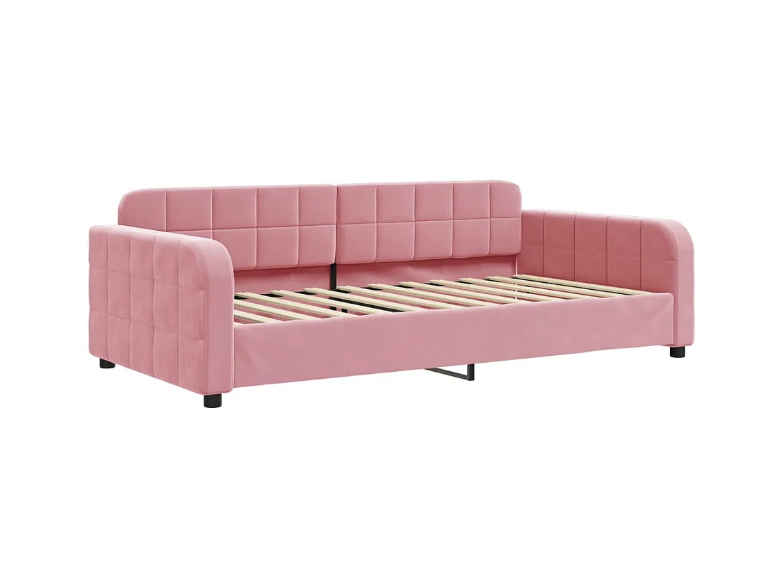 Divano letto con materasso rosa 100x200 cm in velluto