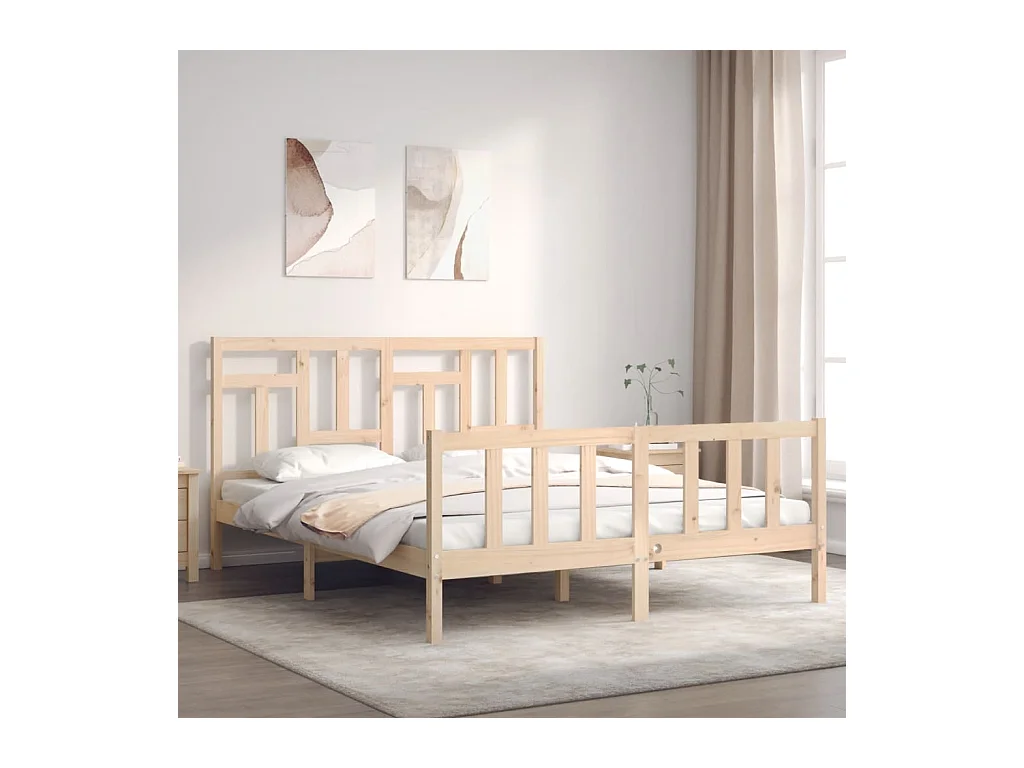 Cadre de lit sans matelas 160x200 cm bois massif de pin