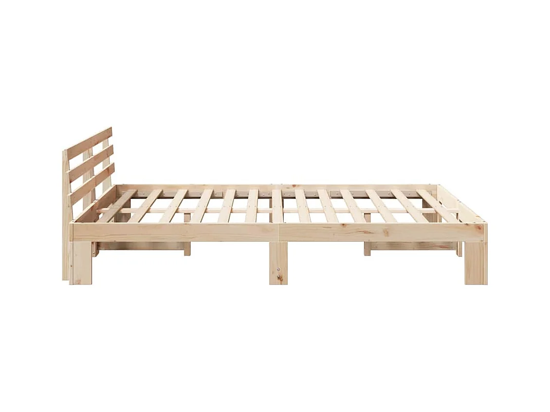 Bruin bedframe 140 x 200 cm massief grenenhout