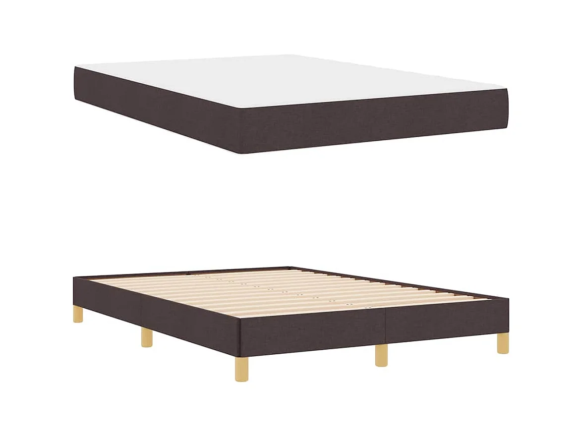 Bruin boxspringbed 140 x 200 cm Stof en bewerkt hout
