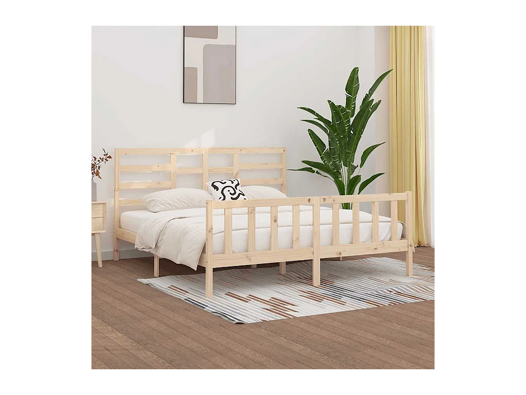 Struttura letto senza materasso 200x200 cm in legno massello di pino