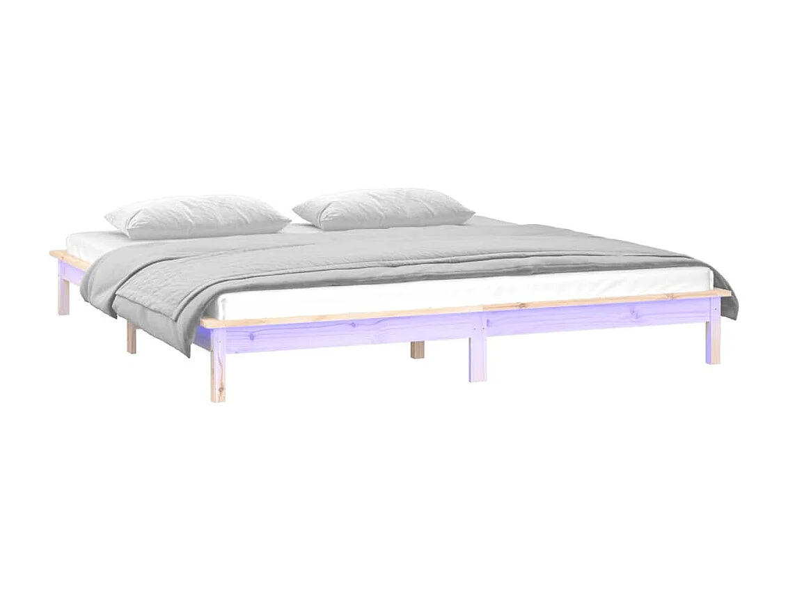 Estructura de cama LED sin colchón 160x200 cm madera maciza
