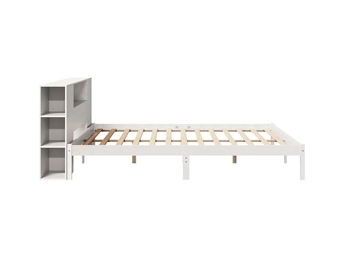 Letto libreria bianco senza materasso 200x200 cm in legno massello di pino