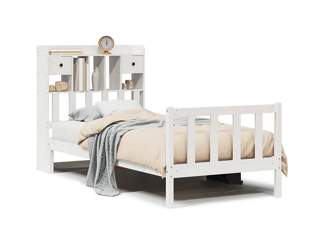 Wit boekenkastbed zonder matras 90x190cm massief grenenhout