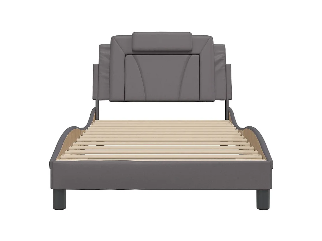 Estructura de cama con LED sin colchón gris 100x200 cm