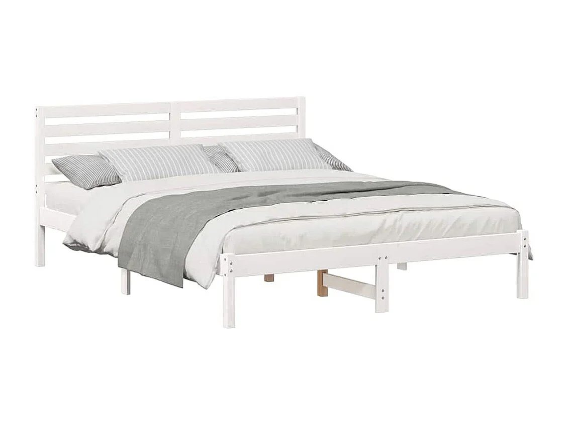 Struttura letto bianca 160 x 200 cm Legno massello di pino