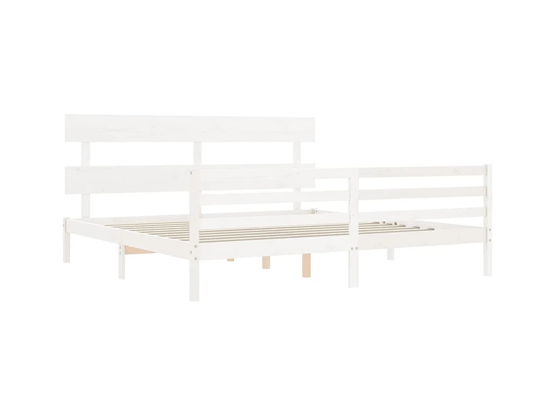 Cadre de lit sans matelas blanc 200x200 cm bois massif