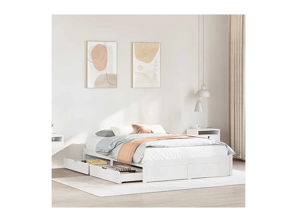 Bedframe zonder matras wit 120x200 cm massief grenenhout