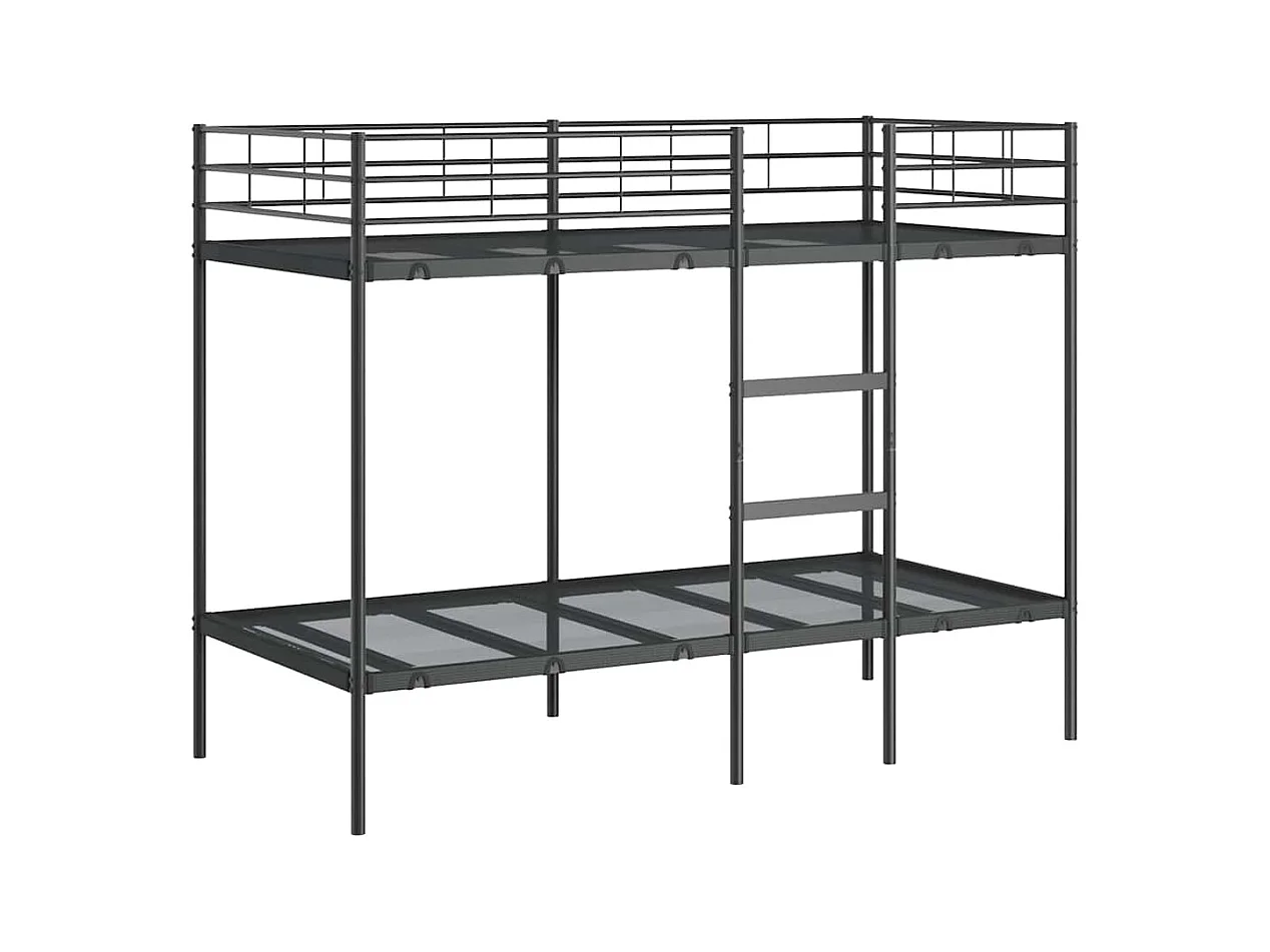 Letto a castello senza materasso nero 90x200 cm acciaio