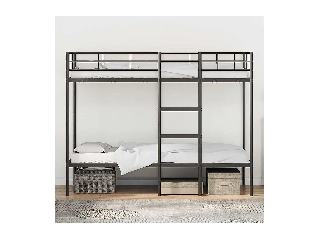 Letto a castello senza materasso nero 90x200 cm acciaio