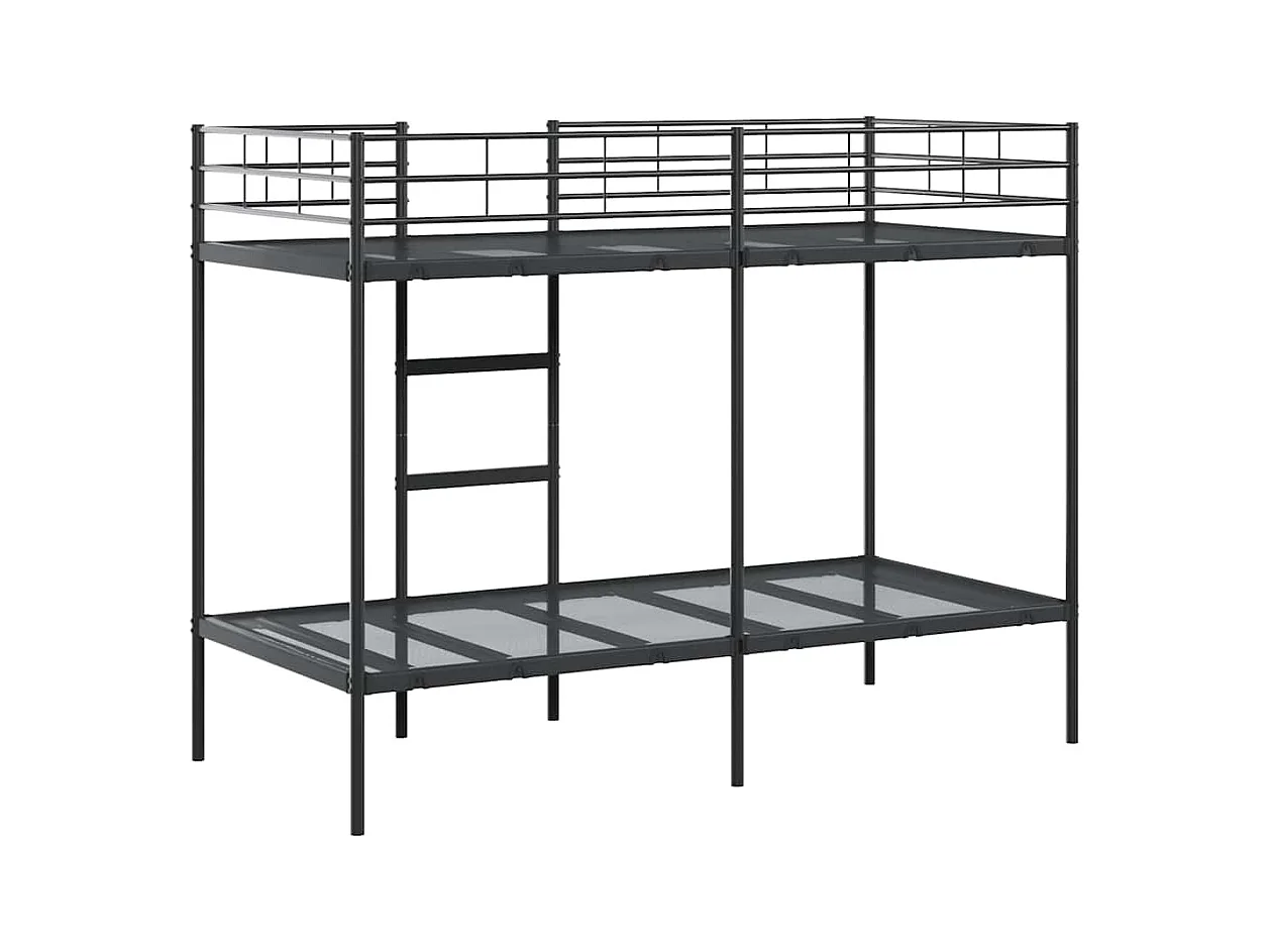 Letto a castello senza materasso nero 90x200 cm acciaio