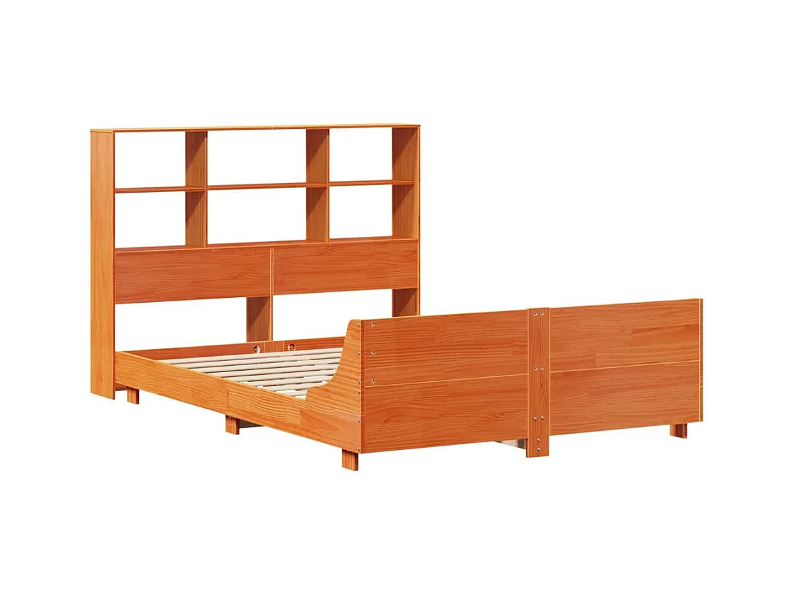 Cadre de lit sans matelas cire marron 140x190cm bois pin massif