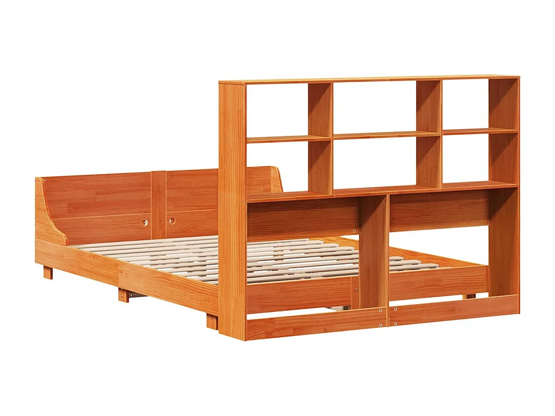 Cadre de lit sans matelas cire marron 140x190cm bois pin massif