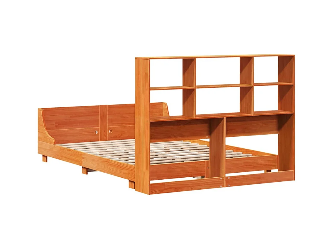 Estructura de cama sin colchón marrón cera 140x190cm madera maciza de pino
