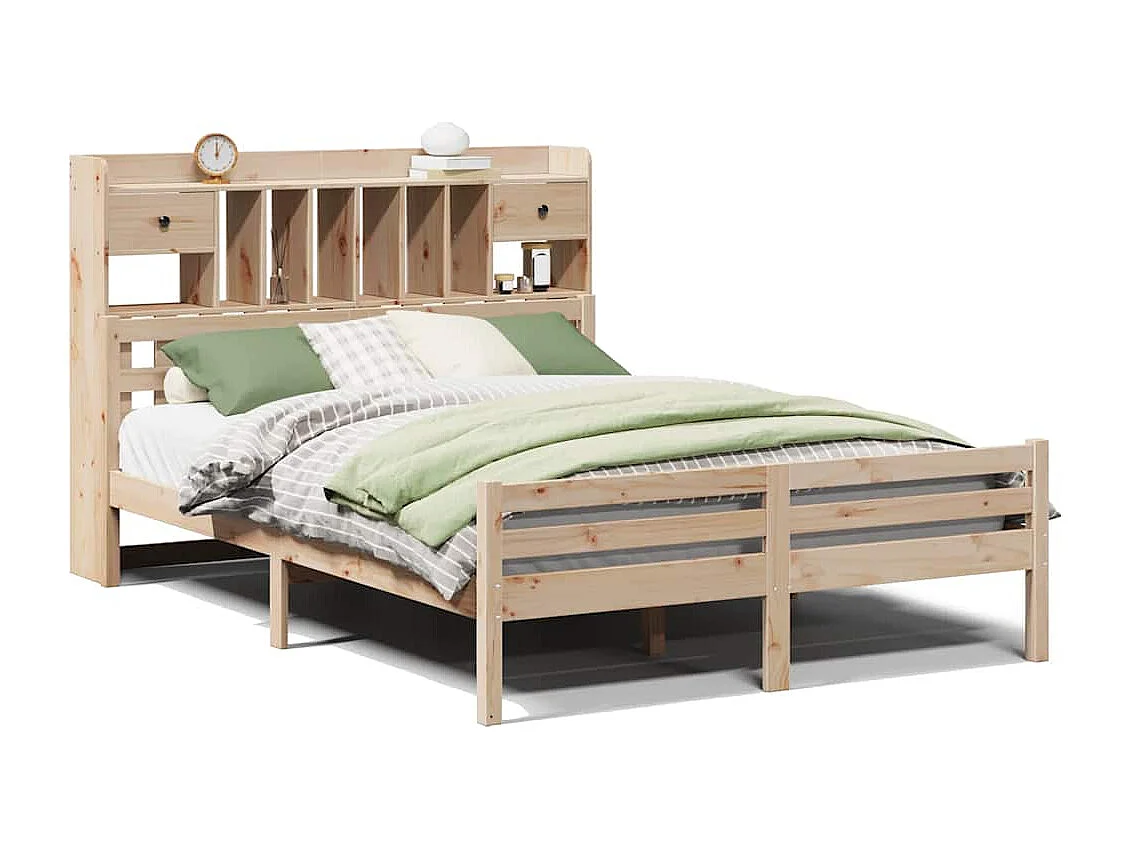 Letto a libreria senza materasso 160x200 cm in legno massello di pino