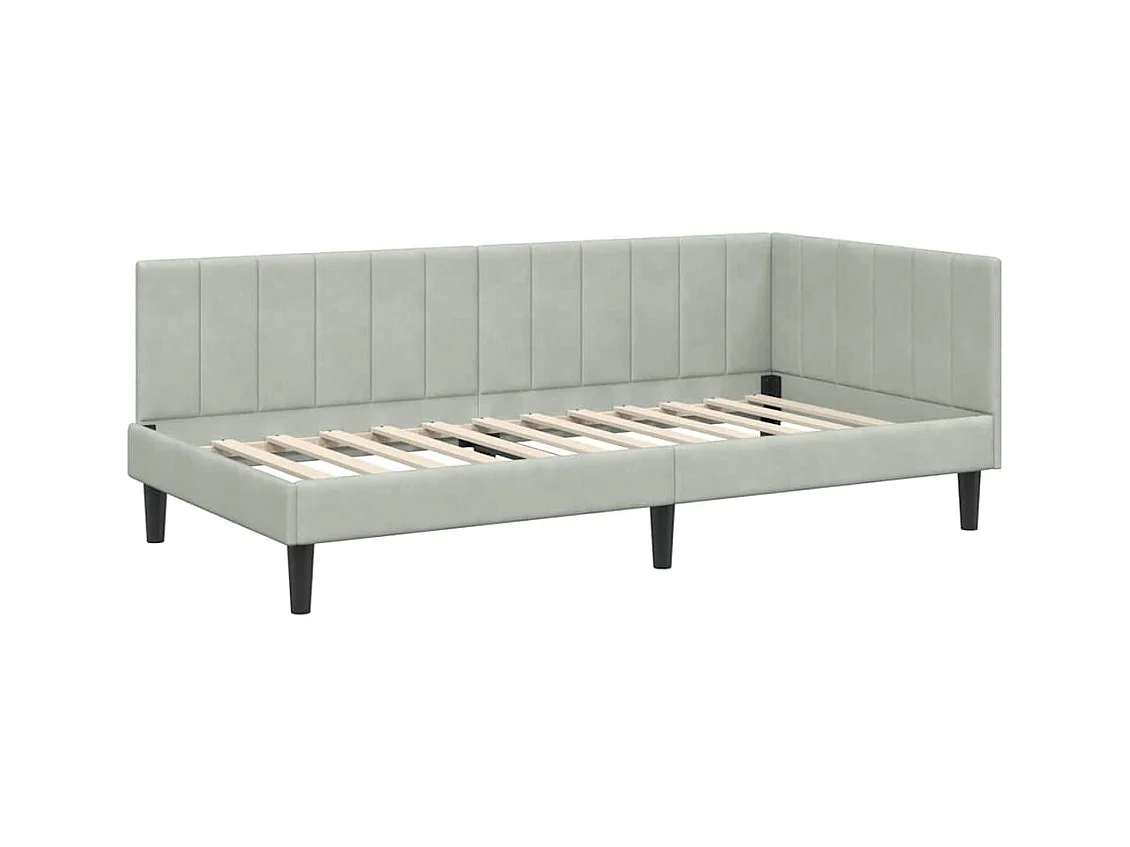 Struttura letto angolare Grigio chiaro 90 x 200 cm Velvet