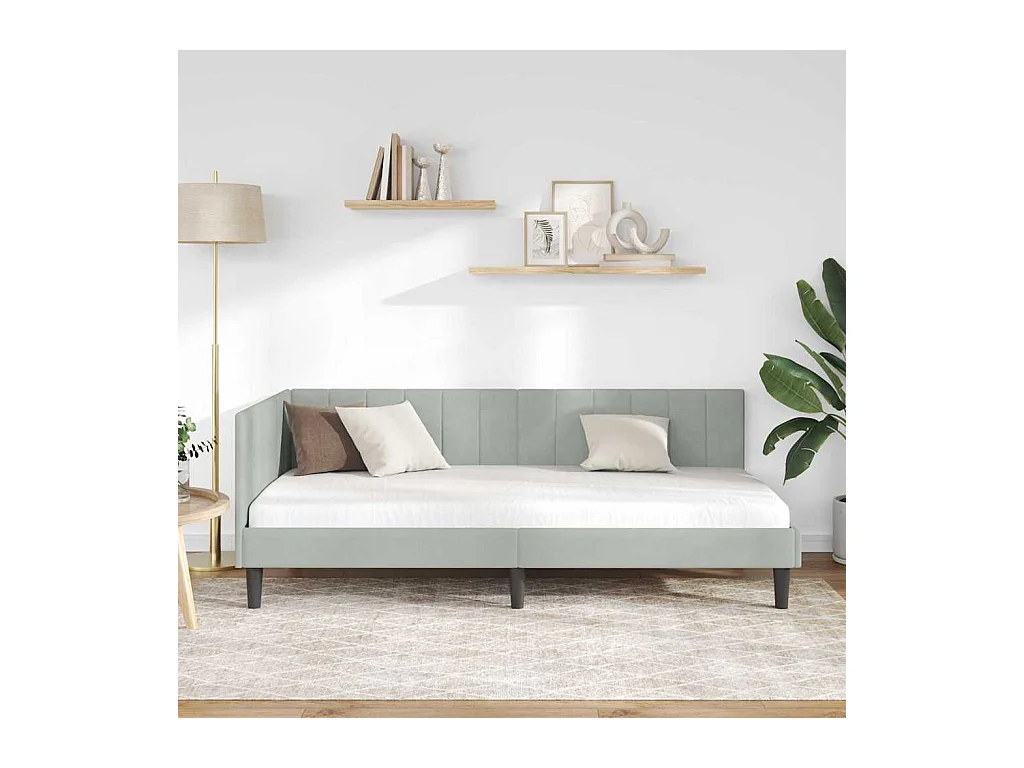 Struttura letto angolare Grigio chiaro 90 x 200 cm Velvet