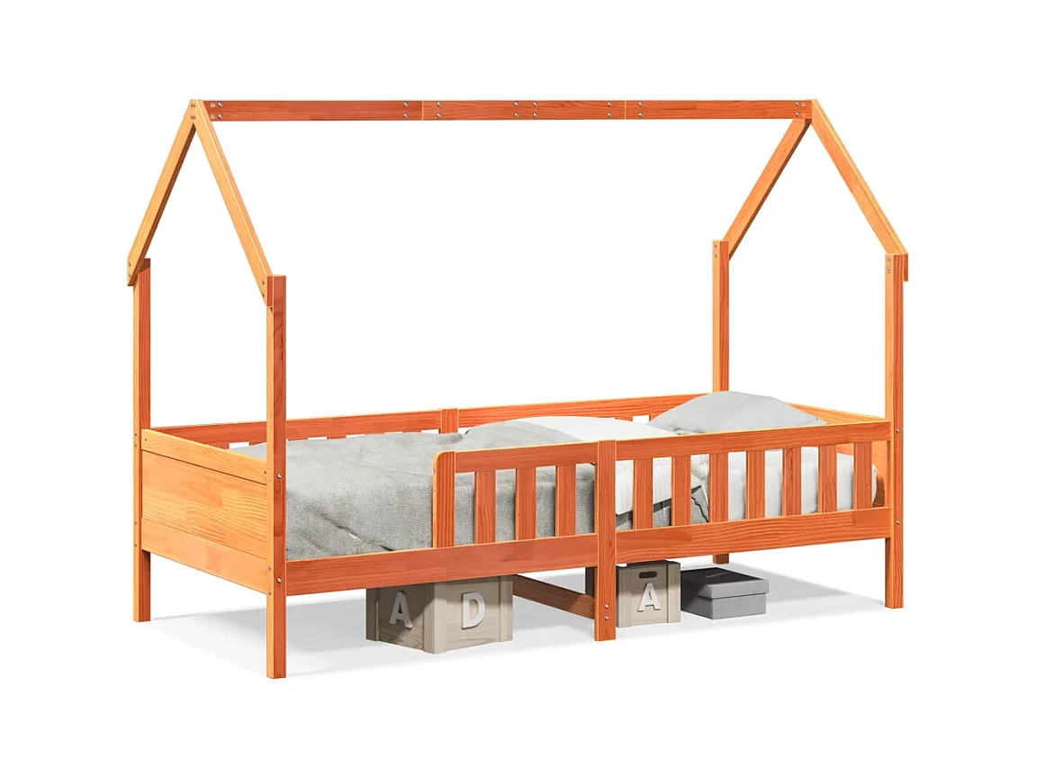 Estructura de cama infantil forma de casa sin colchón de pino