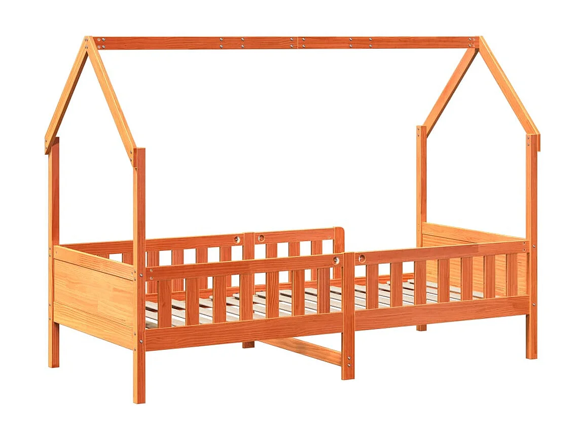 Struttura letto per bambini a forma di casa senza materasso in pino