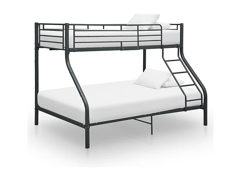 Stapelbedframe zonder matras zwart 140x200 cm/90x200 cm